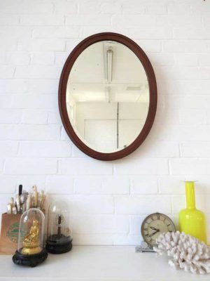 آینه بیضی چوبی