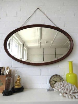 آینه دیواری چوبی بیضی ساده